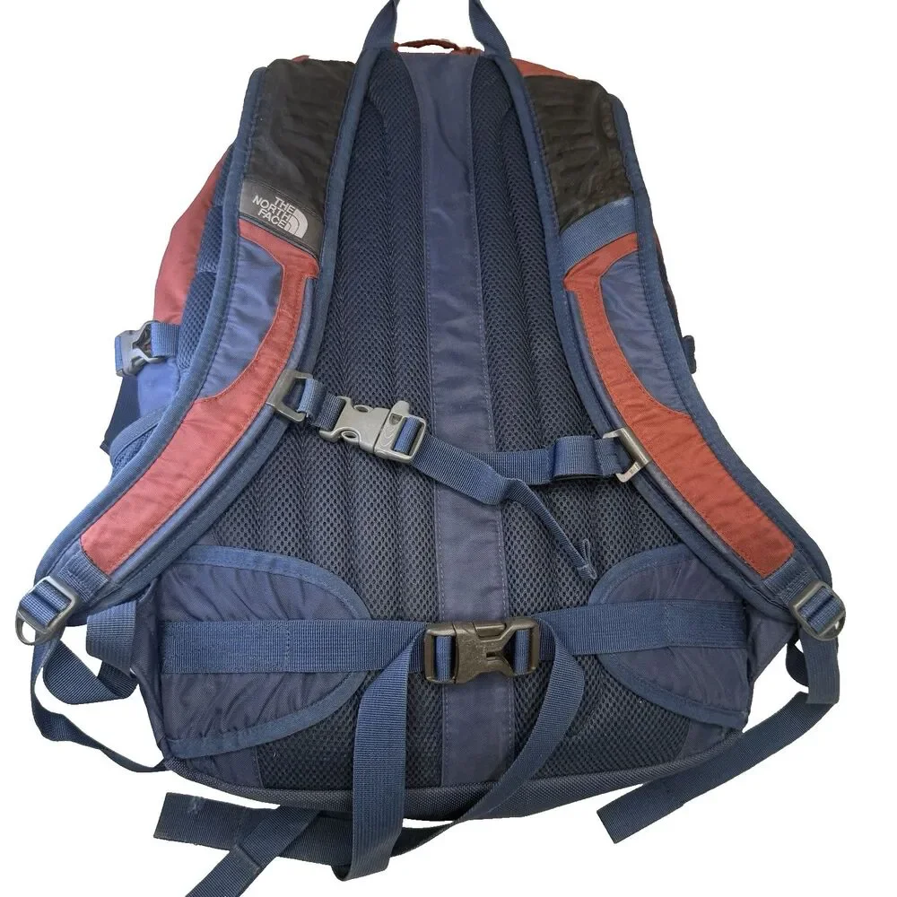 The North Face Recon Backpack Laptop Outdoor Hiking Burgundy Yellow GUC
